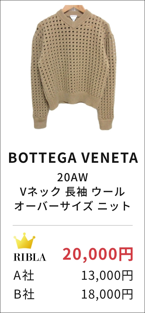 BOTTEGA VENETA 20AW Vネック 長袖 ウール オーバーサイズ ニット